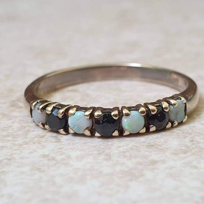 Opal and Sapphire Band ring in 9ct Gold.
