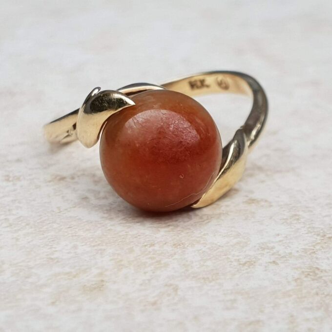 Fabulous Carnelian Ball Ring in 14k Gold, a UK L 1/2 or a US 6.
