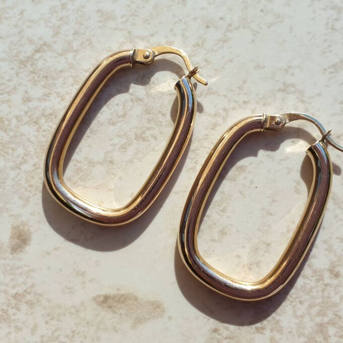 Squared Hoop Earrings in 9ct Gold