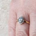 Aquamarine and Diamond Cluster Ring in 9ct Gold,  a UK M 1/2 or a US 6 3/4.