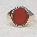 Oval Carnelian Signet Ring in 9ct Gold,  a UK N or a US 7.