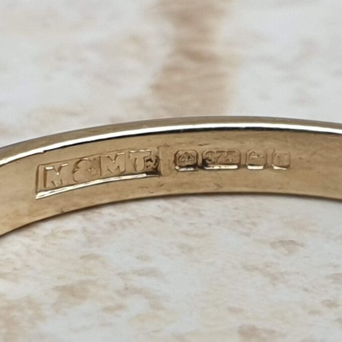 Marquise Sapphire and Diamond Ring in 9ct Gold,  a UK N 1/2 or a US 7 1/4.