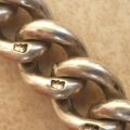 Antique Silver Graduating Curb Chain and Heart Padlock, 7 1/2 inches