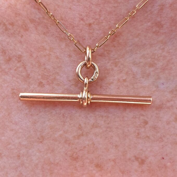 Large Albert or T Bar Fob in 9ct Rose Gold