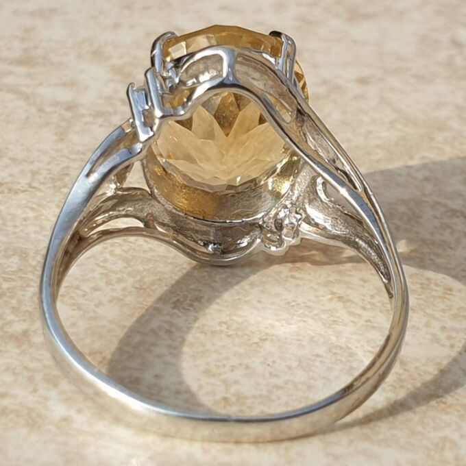 Big Fancy Citrine in 9ct White Gold.