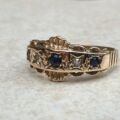 Sapphire and Diamond Ring in 9ct Gold,  a UK L 1/2 or a US 6 1/4.