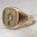 Heavy Diamond Set Signet Ring in 9ct Gold,  a UK S or a US 9 1/4.