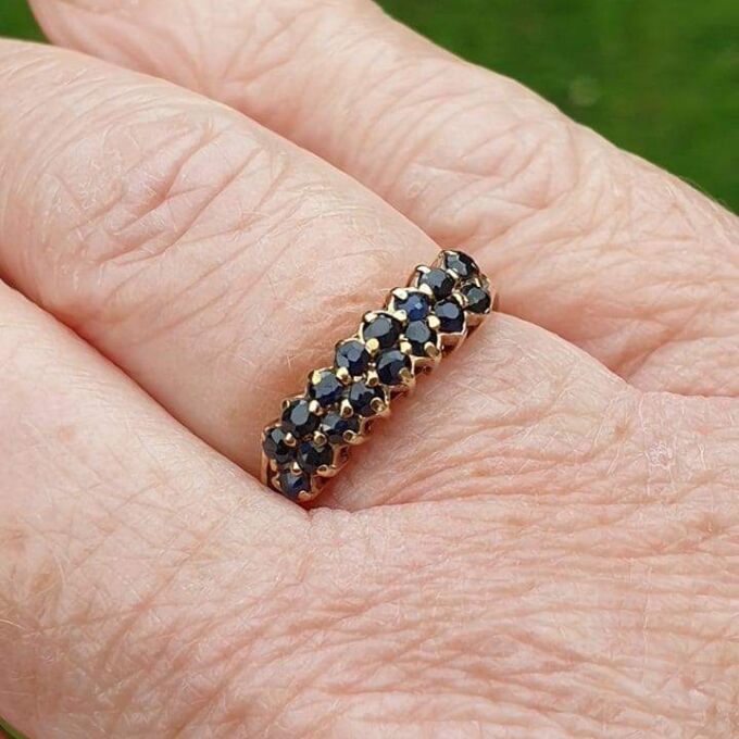 Two Row Blue Sapphire Ring in 9ct Gold, a UK K or a US 5 1/2.