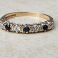 Sapphire & CZ Half Eternity Ring in 9ct Gold, a UK O or a US 7 1/2.