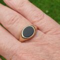 East West Oval Onyx Signet Ring in 9ct Gold.