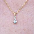 Pear Cut Aquamarine and Diamond Pendant in 9ct Gold
