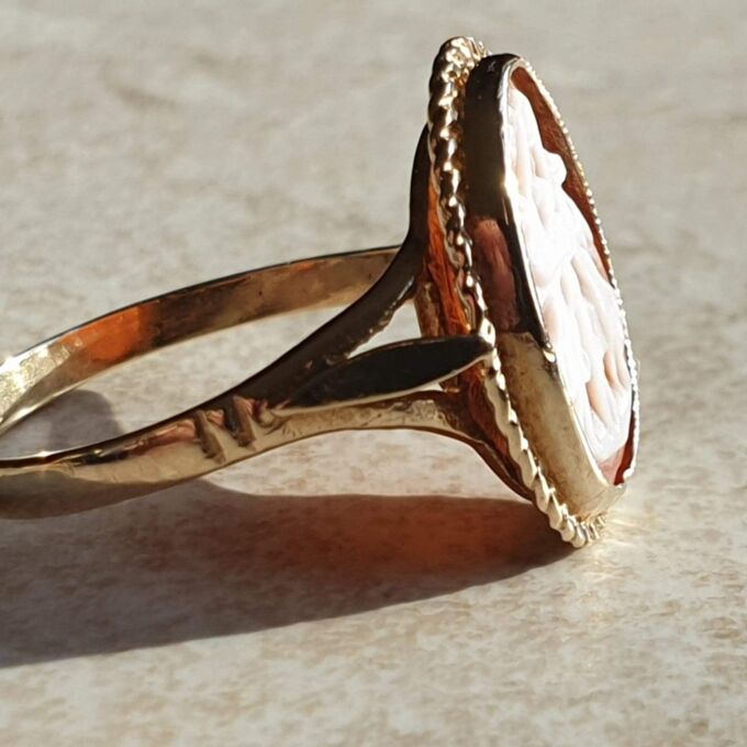 Cameo of The Three Graces, Ring is 9ct Gold, a UK P or a US 8.