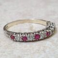 Ruby Half Eternity Stacking Band in Silver.