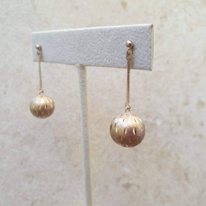 Glitterball Drop Earrings in 9ct Gold