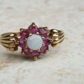 Opal and Ruby Cluster Ring in 9ct Gold, a UK N or a US 6 3/4