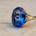 Eye-catching Blue Paste Solitaire in 9ct Gold, a UK P 1/2 or a US 8 1/4.