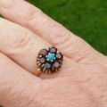 Garnet and Turquoise Ring in 9ct Gold.