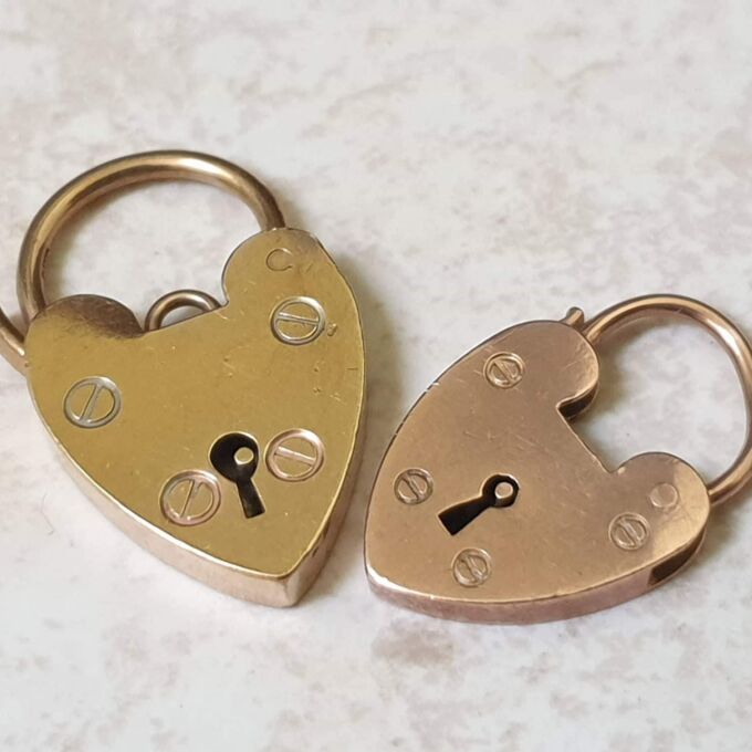 Plain Heart Padlock in 9ct Rose Gold - Gems Afire - Vintage Jewellery UK