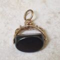 Onyx Spinner Fob Pendant in 9ct Gold.