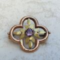 Small Antique Amethyst Brooch in 9ct Gold
