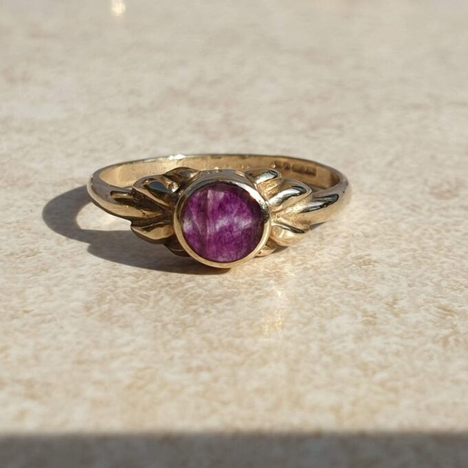 Blue John Doublet Ring in 9ct Gold,  a UK M 1/2 or a US 6 3/4.