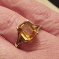 Citrine Paste Solitaire Ring in 9ct Gold,  a UK O or a US 7 1/2.