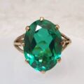 Emerald Green Synthetic Spinel Solitaire in 9ct Gold, a UK I or a US 4 1/2