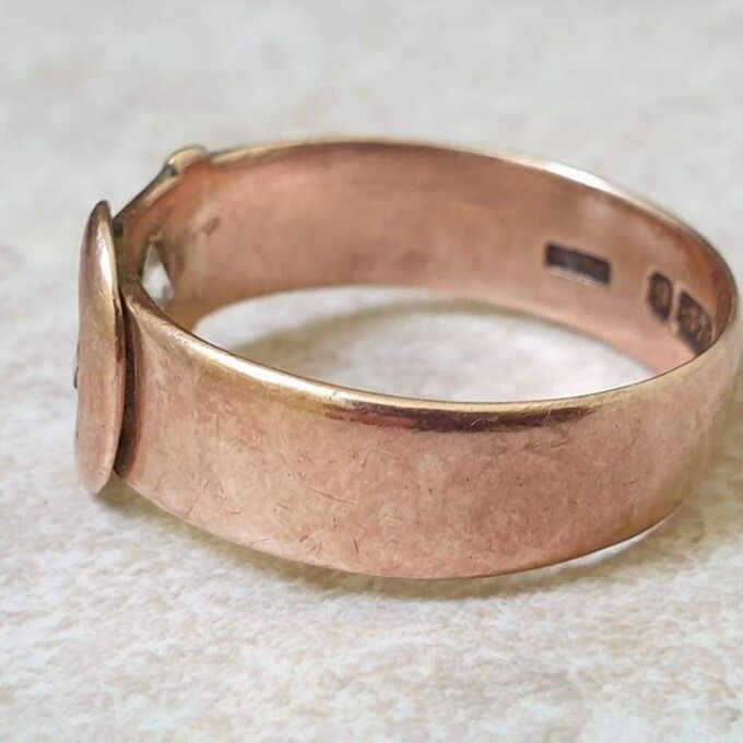 Antique Buckle Ring in 9ct Rose Gold.