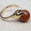 Fabulous Carnelian Ball Ring in 14k Gold, a UK L 1/2 or a US 6.