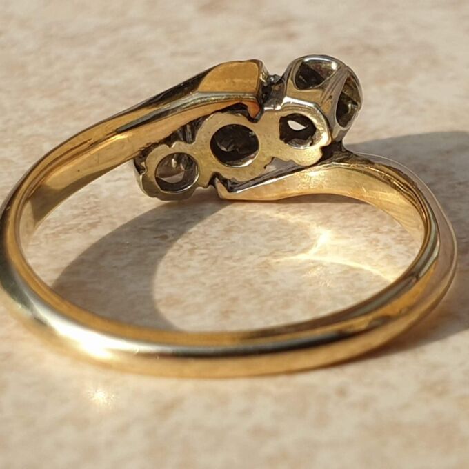 Diamond Trilogy Ring in Platinum and 9ct Gold,  a UK L 1/2 or a US 6 1/4.