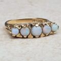 Five Stone Vintage Opal Ring in 9ct Yellow Gold, a UK N or a US 6 3/4 – 7.