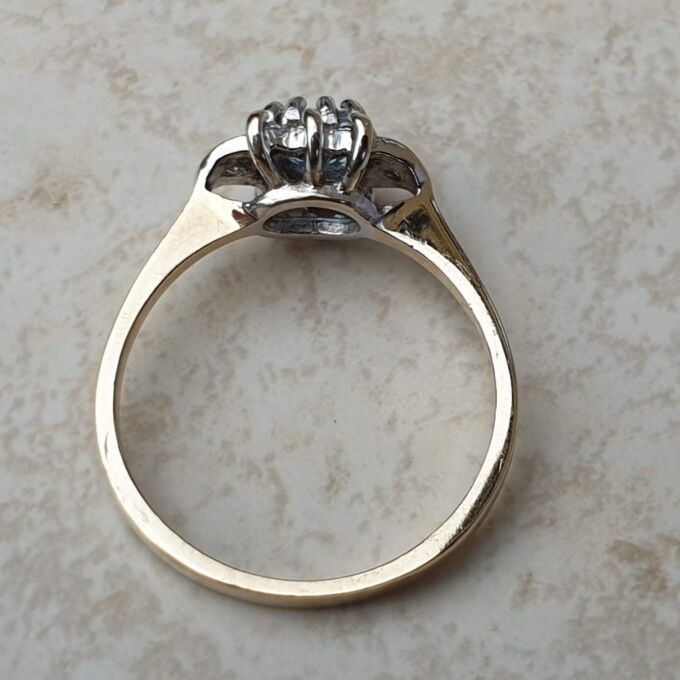 Blue Topaz and Diamond Ring in 9ct Gold,  a UK O 1/2 or a US 7 3/4.