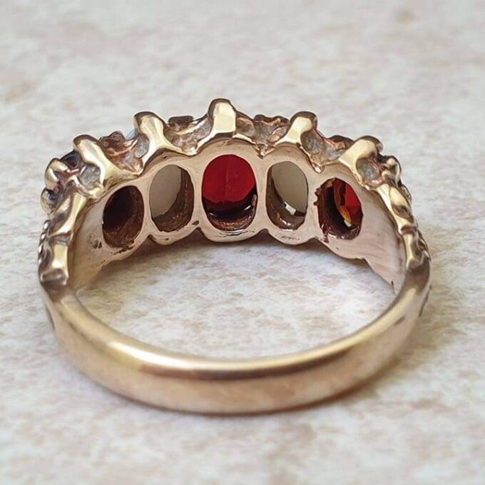 Chunky Opal and Garnet Ring in 9ct Gold, a UK L 1/2 or a US 6 1/4