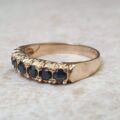 Seven Stone Dark Sapphire Band Ring in 9ct Gold