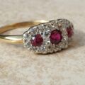 Trilogy Ruby and Diamond Ring in 18ct Gold,  a UK H 1/2 or a US 4 1/4.