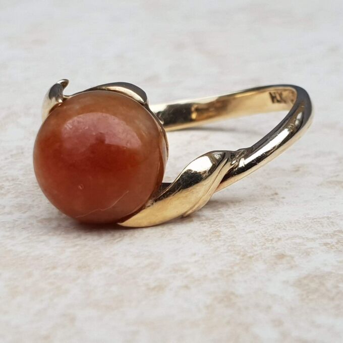 Fabulous Carnelian Ball Ring in 14k Gold, a UK L 1/2 or a US 6.