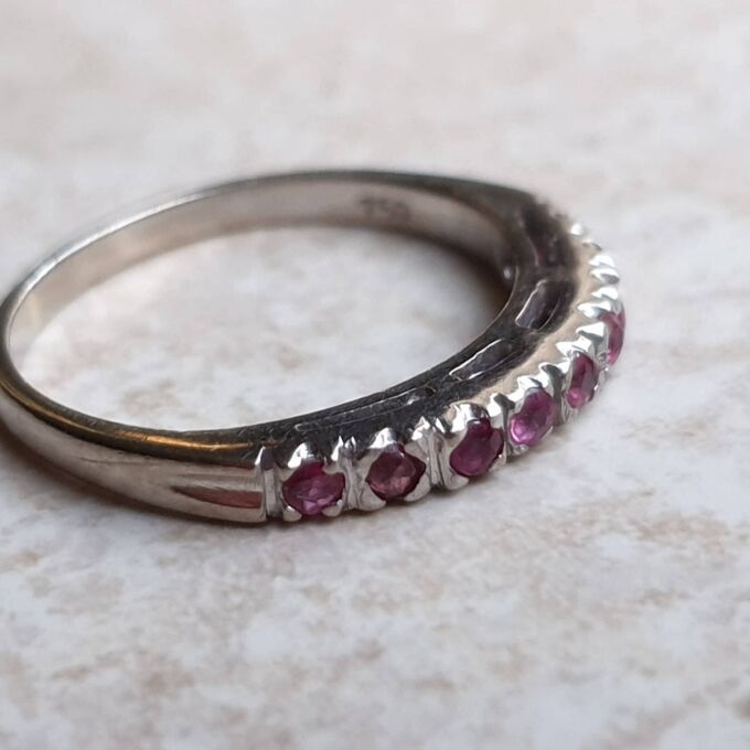 Ruby Half Eternity Stacking Band in 18ct White Gold