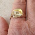 Heavy Diamond Set Signet Ring in 9ct Gold,  a UK S or a US 9 1/4.