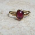 Garnet Cabochon Solitaire Ring in 9ct Gold, a UK H 1/2 or a US 4 1/4
