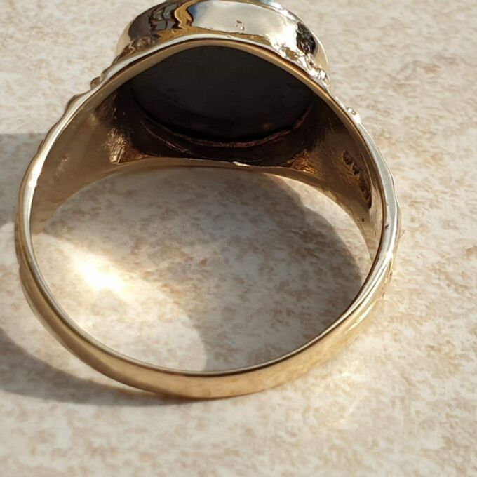 Hematite Intaglio Centurion Signet Ring in 9ct Gold.
