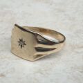 Diamond Set Signet Ring in 9ct Gold, a UK U or a US 10 1/2