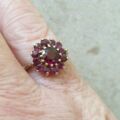 Rhodolite Garnet Cluster Ring in 9ct Gold.