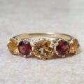Citrine and Garnet Ring in 9ct Gold, a UK N or a US 7