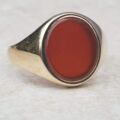 Oval Carnelian Signet Ring in 9ct Gold,  a UK N or a US 7.