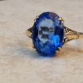 Eye-catching Blue Paste Solitaire in 9ct Gold, a UK P 1/2 or a US 8 1/4.