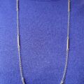 Long Length Italian Silver Bar and Link Chain Necklace, 33 inches.