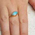 Unusual Modernist Larimar Ring in 9ct Gold, a UK O 1/2 or a US 7 3/4.