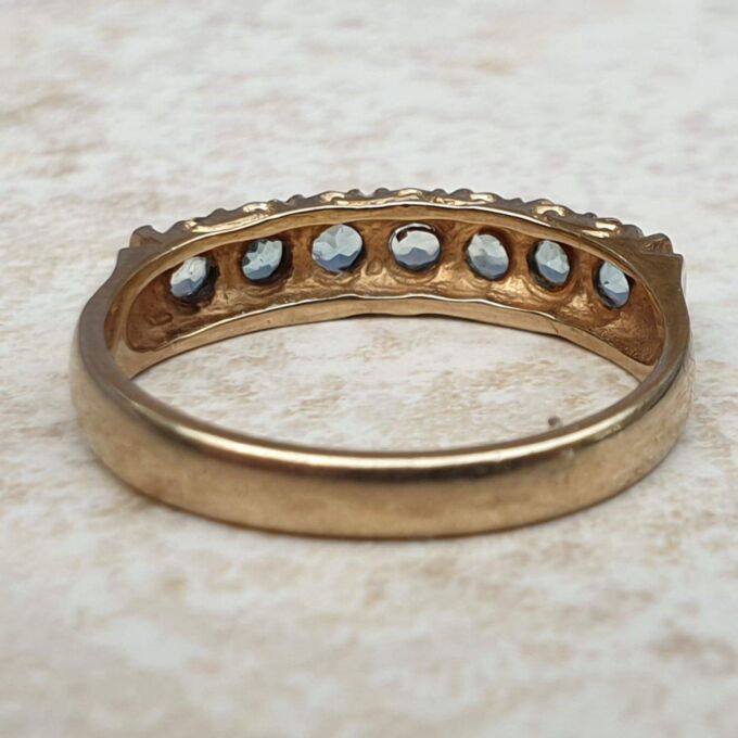 Blue Paste Half Eternity Stacking Band in 9ct Gold,  a UK M 1/2 or a US 6 3/4.