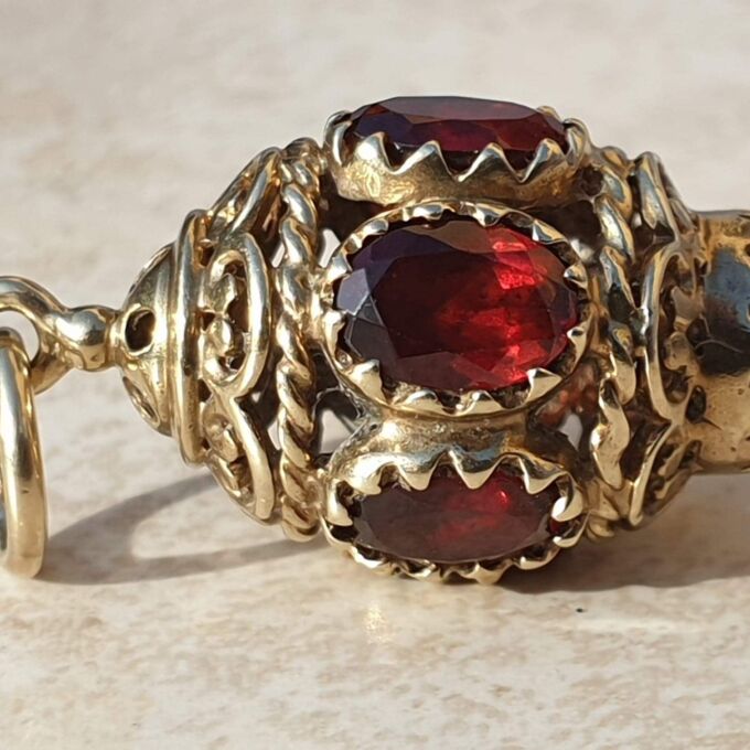 Garnet Lantern Pendant on 9ct Gold.