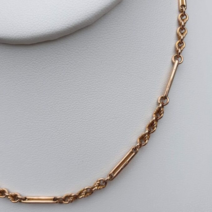 Fancy Link Chain with Dog Clip in 9ct Rose Gold